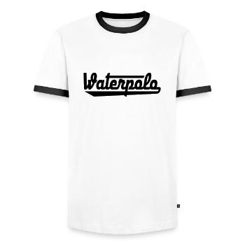 waterpolo - Men's Ringer Shirt - white/black - Front - AI Model Female 172 light (172cm) & AI Model Male 178 dark (178cm)