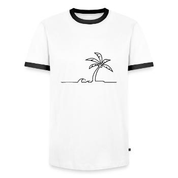 Insel-Palme / Island Palm Tree (1c) - Männer Kontrast-T-Shirt - Weiß/Schwarz - Vorne - AI Model Female 172 light (172cm) & AI Model Male 178 dark (178cm)