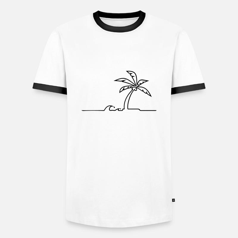 Island Palm Tree (1c) - Men's Ringer Shirt - white/black