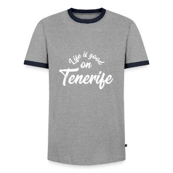 Amour de Tenerife - T-shirt contrasté Homme - gris/marine  - Devant - AI Model Female 172 light (172cm) & AI Model Male 178 light (178cm)