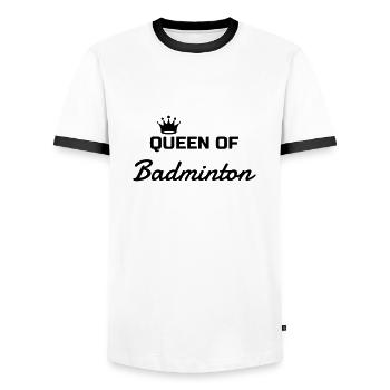 Badminton / Badminton Player / Birdie / Sport - T-shirt contrasté Homme - blanc/noir - Devant - AI Model Female 172 light (172cm) & AI Model Male 178 dark (178cm)