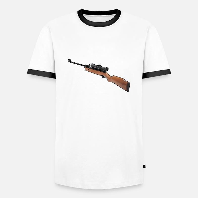 Luftgewehr - Männer Kontrast-T-Shirt - Weiß/Schwarz