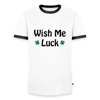 Wish me Luck - Männer Kontrast-T-Shirt - Weiß/Schwarz - Vorne - AI Model Female 172 light (172cm) & AI Model Male 178 dark (178cm)