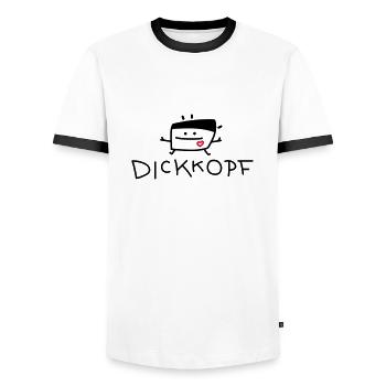 Lustiger Dickkopf - Männer Kontrast-T-Shirt - Weiß/Schwarz - Vorne - AI Model Female 172 light (172cm) & AI Model Male 178 dark (178cm)