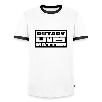 Rotary Lives Matter - Men's Ringer Shirt - white/black - Front - AI Model Female 172 light (172cm) & AI Model Male 178 dark (178cm)