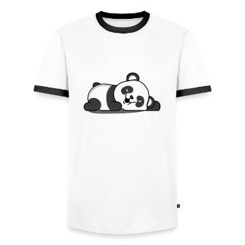 Sleeping Panda - Men's Ringer Shirt - white/black - Front - AI Model Female 172 light (172cm) & AI Model Male 178 dark (178cm)