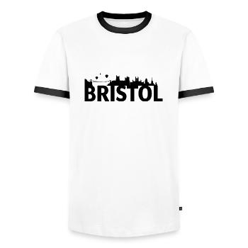 Bristol England Capital Skyline UK - Men's Ringer Shirt - white/black - Front - AI Model Female 172 light (172cm) & AI Model Male 178 dark (178cm)