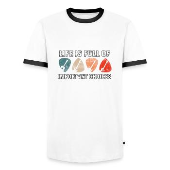 Cool Guitar Band Guitariste Guitariste Guitariste - T-shirt contrasté Homme - blanc/noir - Devant - AI Model Female 172 light (172cm) & AI Model Male 178 dark (178cm)