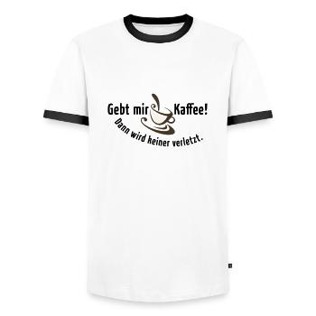 Kaffee Koffein Frühstück früher Vogel Morgen Latte - Männer Kontrast-T-Shirt - Weiß/Schwarz - Vorne - AI Model Female 172 light (172cm) & AI Model Male 178 dark (178cm)