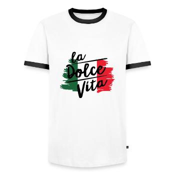 La dolce Vita Bella Italia - Men's Ringer Shirt - white/black - Front - AI Model Female 172 light (172cm) & AI Model Male 178 dark (178cm)