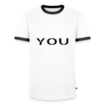Happy Adorable Axie Couples Dino Bike Moon - Men's Ringer Shirt - white/black - Front - AI Model Female 172 light (172cm) & AI Model Male 178 dark (178cm)