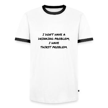 DRINKING PROBLEM - Men's Ringer Shirt - white/black - Front - AI Model Female 172 light (172cm) & AI Model Male 178 dark (178cm)