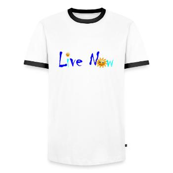 Live Sun - Männer Kontrast-T-Shirt - Weiß/Schwarz - Vorne - AI Model Female 172 light (172cm) & AI Model Male 178 dark (178cm)