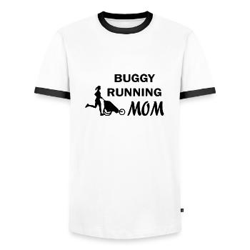 Biking Running Marathon Triathlon Bike - Men's Ringer Shirt - white/black - Front - AI Model Female 172 light (172cm) & AI Model Male 178 dark (178cm)