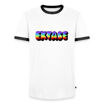 Regenbogen-Ekstase - Männer Kontrast-T-Shirt - Weiß/Schwarz - Vorne - AI Model Female 172 light (172cm) & AI Model Male 178 dark (178cm)