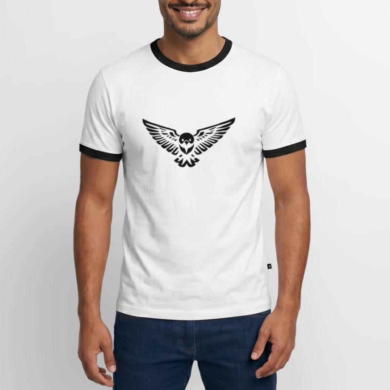 Vogel-Eule oder Adler fliegen vorne Männer Kontrast-T-Shirt
