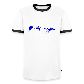 The Creation of Adam - Men's Ringer Shirt - white/black - Front - AI Model Female 172 light (172cm) & AI Model Male 178 dark (178cm)