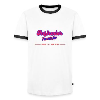 nurse - Men's Ringer Shirt - white/black - Front - AI Model Female 172 light (172cm) & AI Model Male 178 dark (178cm)