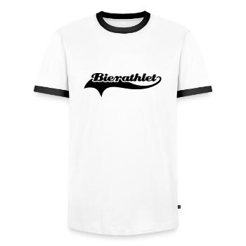 Bierathlet Schweif - Männer Kontrast-T-Shirt - Weiß/Schwarz - Vorne - AI Model Female 172 light (172cm) & AI Model Male 178 dark (178cm)