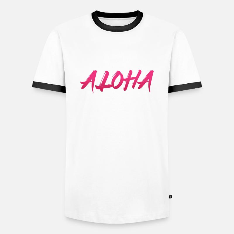 Aloha - Männer Kontrast-T-Shirt - Weiß/Schwarz