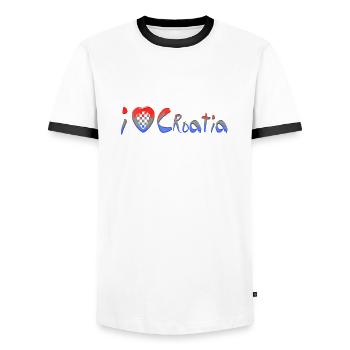 Croatia hrvatska croatia hrv travel europe zagreb - Men's Ringer Shirt - white/black - Front - AI Model Female 172 light (172cm) & AI Model Male 178 dark (178cm)