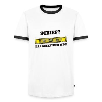 Schief Das Guckt Sich Weg Handwerker Wasserwaage - Männer Kontrast-T-Shirt - Weiß/Schwarz - Vorne - AI Model Female 172 light (172cm) & AI Model Male 178 dark (178cm)