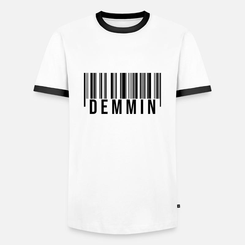 Demmin Strichcode - Männer Kontrast-T-Shirt - Weiß/Schwarz