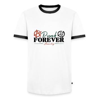 Punk Forever - Anarchy - Men's Ringer Shirt - white/black - Front - AI Model Female 172 light (172cm) & AI Model Male 178 dark (178cm)