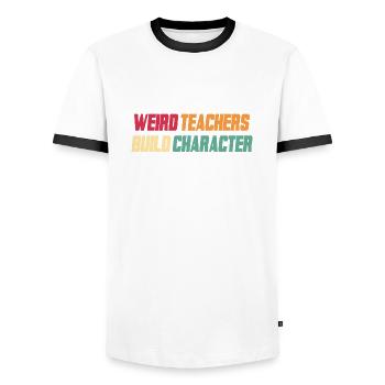 Teacher Saying Sayings School Teacher - Men's Ringer Shirt - white/black - Front - AI Model Female 172 light (172cm) & AI Model Male 178 dark (178cm)