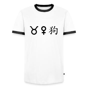Taurus Venus Dog - Men's Ringer Shirt - white/black - Front - AI Model Female 172 light (172cm) & AI Model Male 178 dark (178cm)