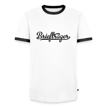 Briefträger - Männer Kontrast-T-Shirt - Weiß/Schwarz - Vorne - AI Model Female 172 light (172cm) & AI Model Male 178 dark (178cm)