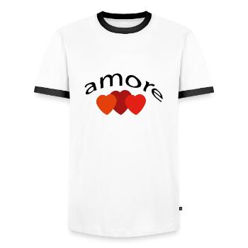 amore - liebe - Männer Kontrast-T-Shirt - Weiß/Schwarz - Vorne - AI Model Female 172 light (172cm) & AI Model Male 178 dark (178cm)