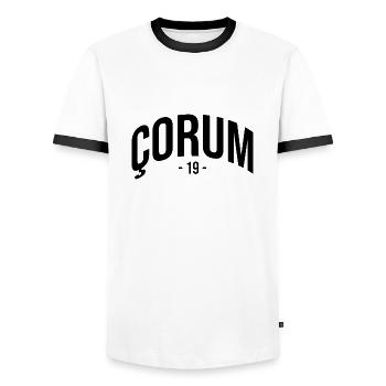 Corum 19 Turkey Turkiye TR Gift Holiday Turk - Men's Ringer Shirt - white/black - Front - AI Model Female 172 light (172cm) & AI Model Male 178 dark (178cm)