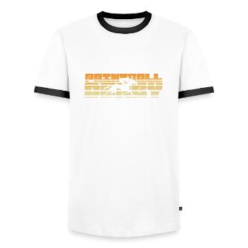 Derby de paintball sur une grille de coucher de soleil - T-shirt contrasté Homme - blanc/noir - Devant - AI Model Female 172 light (172cm) & AI Model Male 178 dark (178cm)