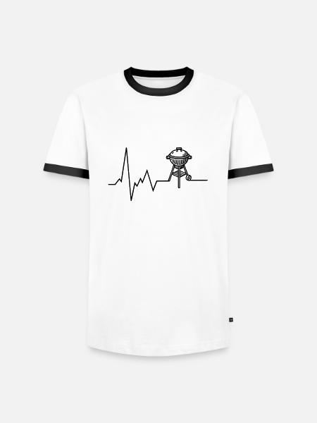Heartbeat BBQ Grill Grilling - Men's Ringer Shirt - white/black