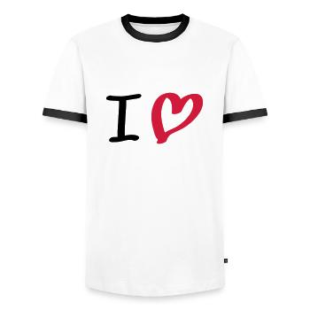 i love - T-shirt contrasté Homme - blanc/noir - Devant - AI Model Female 172 light (172cm) & AI Model Male 178 dark (178cm)