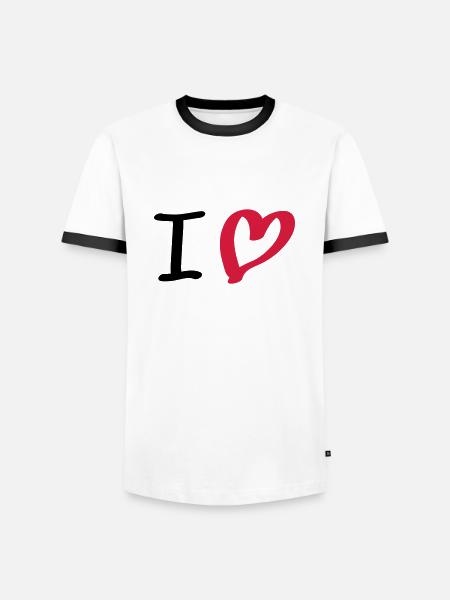 i love - Men's Ringer Shirt - white/black