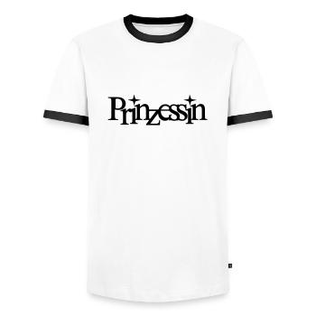 princess - Men's Ringer Shirt - white/black - Front - AI Model Female 172 light (172cm) & AI Model Male 178 dark (178cm)