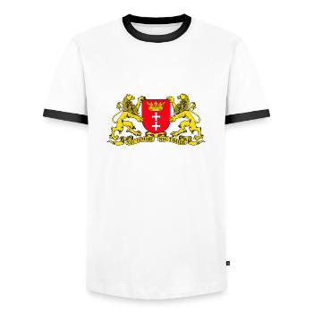 Armoiries de Gdansk - T-shirt contrasté Homme - blanc/noir - Devant - AI Model Female 172 light (172cm) & AI Model Male 178 dark (178cm)