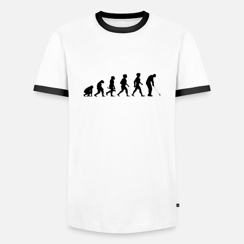 Evolution Golf Golfer Golfer Terrain de golf - T-shirt contrasté Homme - blanc/noir