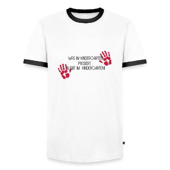 Kindergarten - Männer Kontrast-T-Shirt - Weiß/Schwarz - Vorne - AI Model Female 172 light (172cm) & AI Model Male 178 dark (178cm)