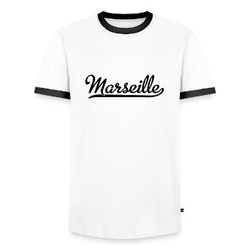 Marseille - T-shirt contrasté Homme - blanc/noir - Devant - AI Model Female 172 light (172cm) & AI Model Male 178 dark (178cm)