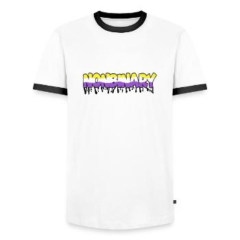Nonbinary - Men's Ringer Shirt - white/black - Front - AI Model Female 172 light (172cm) & AI Model Male 178 dark (178cm)