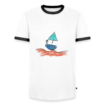 Pirate Ship - Men's Ringer Shirt - white/black - Front - AI Model Female 172 light (172cm) & AI Model Male 178 dark (178cm)