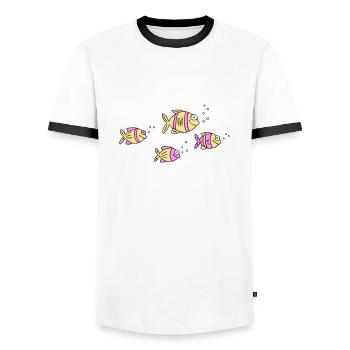 Fish Water Sea Graffiti Dessin des enfants Nature - T-shirt contrasté Homme - blanc/noir - Devant - AI Model Female 172 light (172cm) & AI Model Male 178 dark (178cm)
