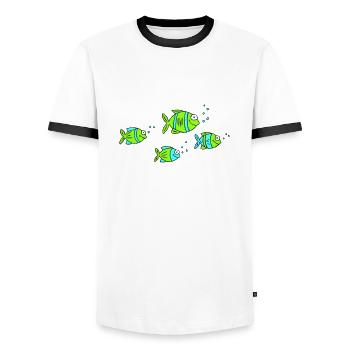 Fish Water Sea Graffiti Dessin des enfants Nature - T-shirt contrasté Homme - blanc/noir - Devant - AI Model Female 172 light (172cm) & AI Model Male 178 dark (178cm)