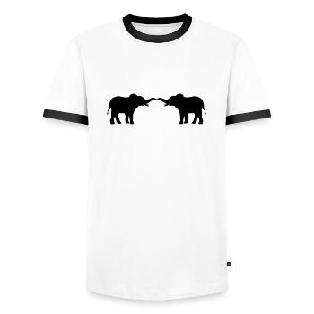 Verliebtes Paar 2 Elefanten - Männer Kontrast-T-Shirt - Weiß/Schwarz - Vorne - AI Model Female 172 light (172cm) & AI Model Male 178 dark (178cm)