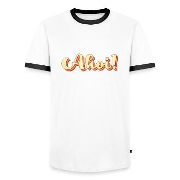 Ahoi - Männer Kontrast-T-Shirt - Weiß/Schwarz - Vorne - AI Model Female 172 light (172cm) & AI Model Male 178 dark (178cm)
