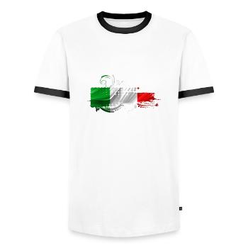 italy italian rome europe italia italija milan - Men's Ringer Shirt - white/black - Front - AI Model Female 172 light (172cm) & AI Model Male 178 dark (178cm)