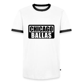 Chicago Ballas - Fresh Design Favorite City - Men's Ringer Shirt - white/black - Front - AI Model Female 172 light (172cm) & AI Model Male 178 dark (178cm)